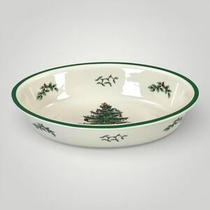 Spode Christmas Tree Oval Baking‎ Dish England Oven To Table 12.5x9